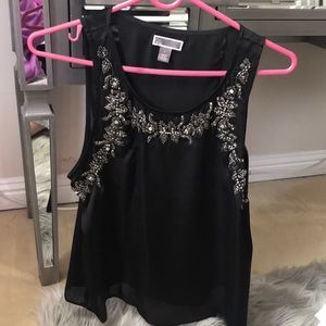 LIKE NEW silk tank with embellishments!!!